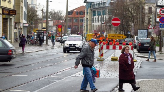 Baustelle Königsbrücker Straße : Königsbrücker Straße am 31. März 2016