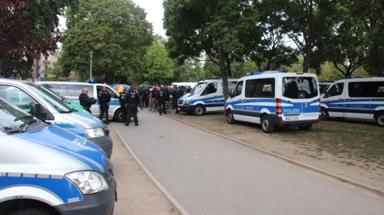 Die Polizei überwachte die Veranstaltung.