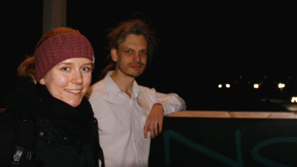 Karla Kreuzinger und Christian Bläul von Extinction Rebellion kritisieren den Skiweltcup.