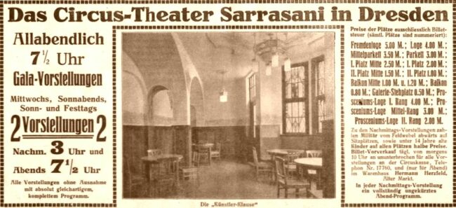 Sarrasani-Werbung vom 22. Dezember 1912