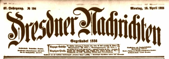 Dresdner Nachrichten vom 16. April 1923