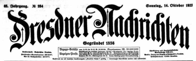 Dresdner Nachrichten vom 14. Oktober 1923