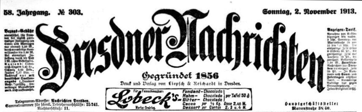 Dresdner Nachrichten vom 2. November 1913