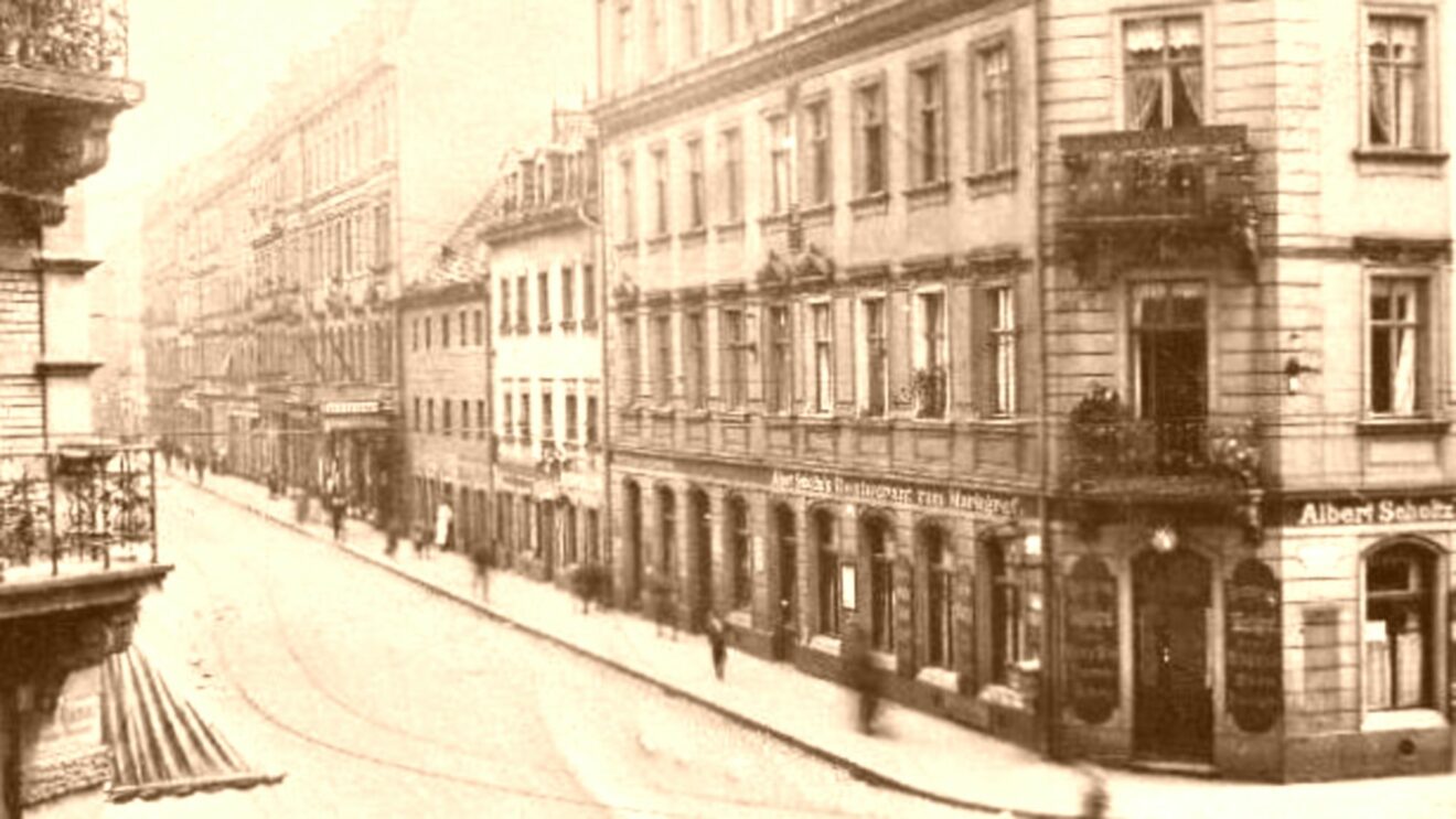 Louisenstraße Ecke Markgrafenstraße (heute Rothenburger Straße) - zeitgenössische Postkarte