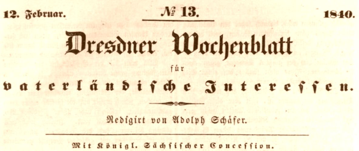 Dresdner Wochenblatt für vaterländische Interessen im Jahre 1840