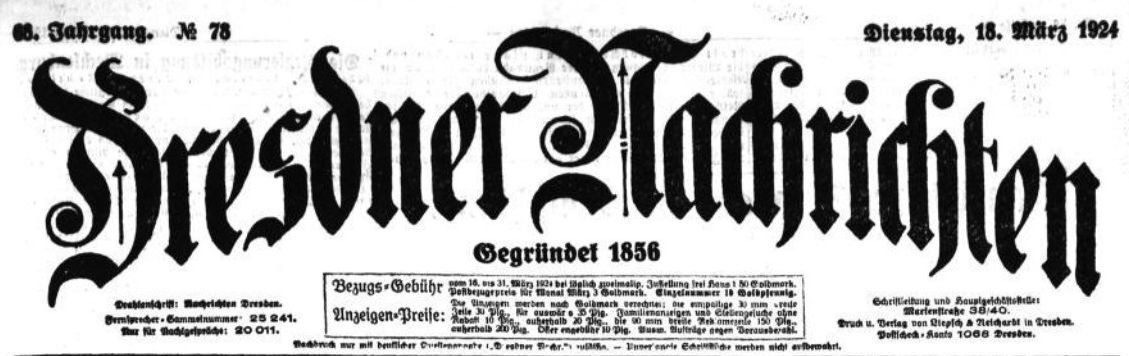 Dresdner Nachrichten vom 18. März 1924