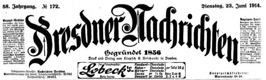 Dresdner Nachrichten vom 23. Juni 1914