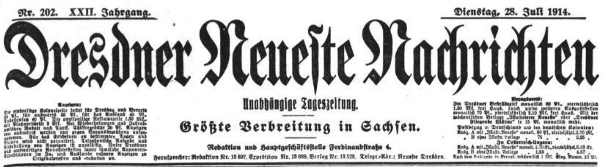 Dresdner Neueste Nachrichten vom 28. Juli 1914