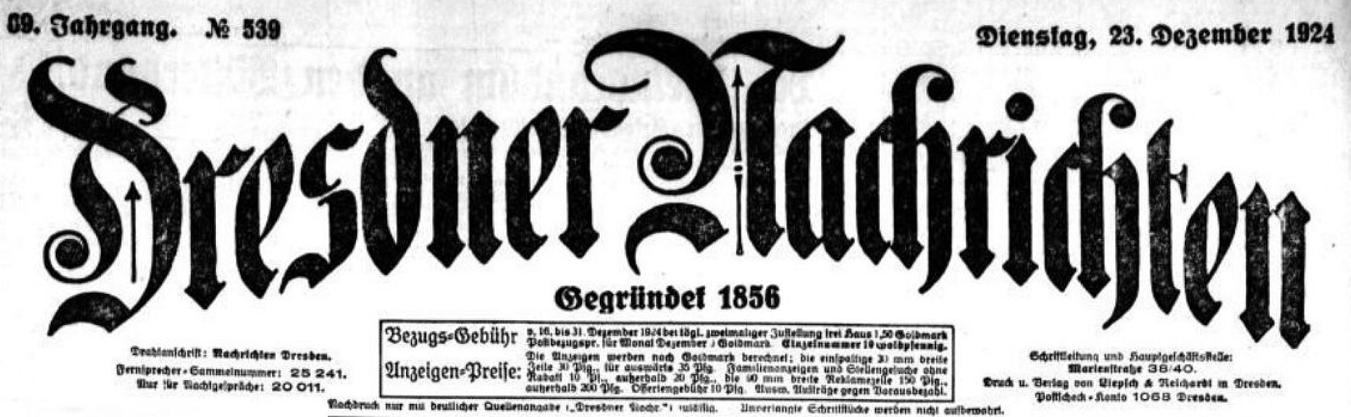 Dresdner Nachrichten vom 23. Dezember 1924