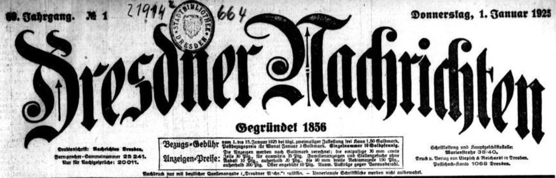 Dresdner Nachrichten vom 1. Januar 1925