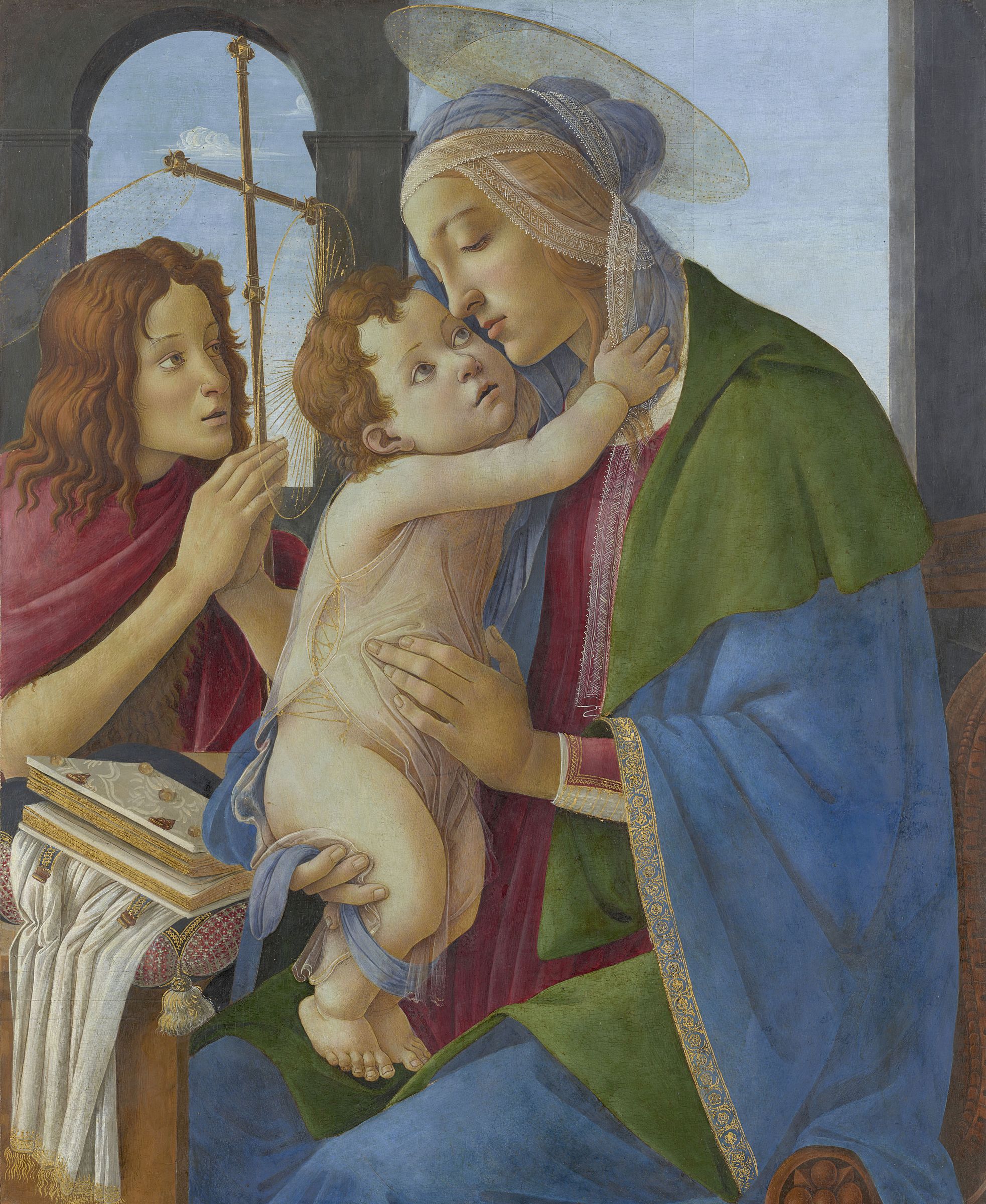 Sandro Botticelli (um 1445–1510) "Madonna mit Kind und Johannes", Florenz, um 1495/1500, Tempera auf Pappelholz, H. 89,5 cm, B. 73,5 cm, Gemäldegalerie Alte Meister, Gal.-Nr. 8, Foto: SKD, Klut/Estel