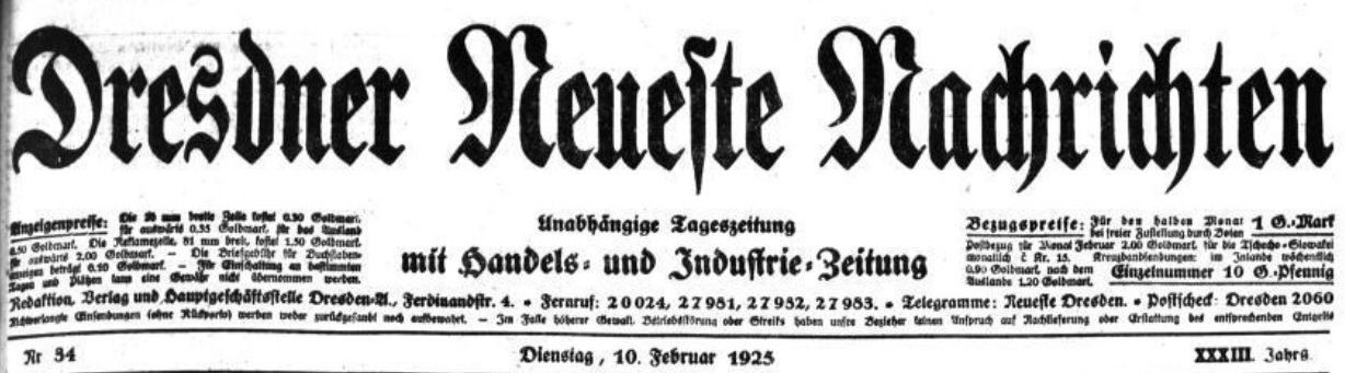 Dresdner Neueste Nachrichten vom 10. Februar 1925