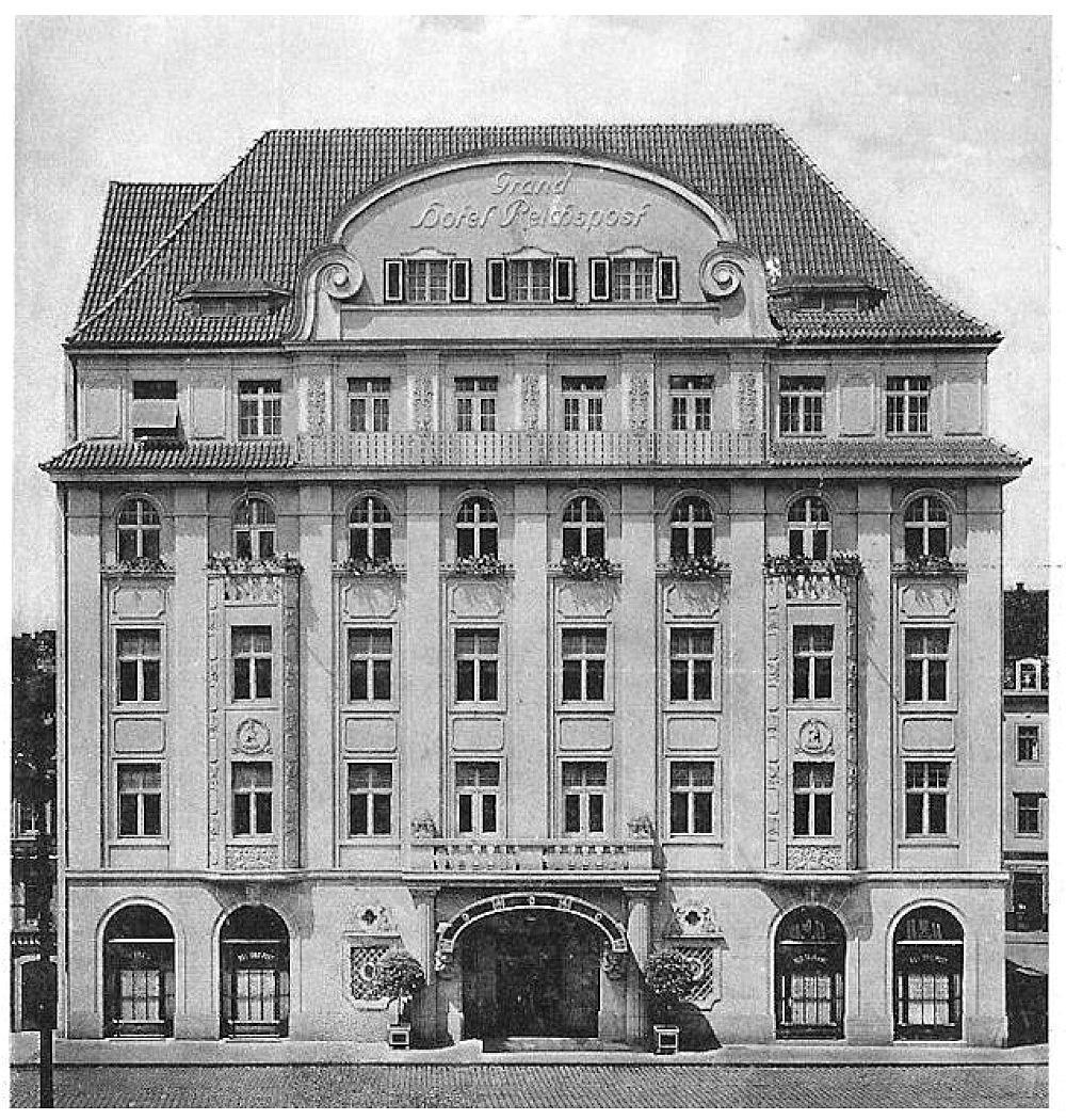 Hotel Reichspost - zeitgenössische Postkarte, Ausschnitt