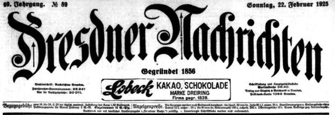 Dresdner Nachrichten vom 22. Februar 1925