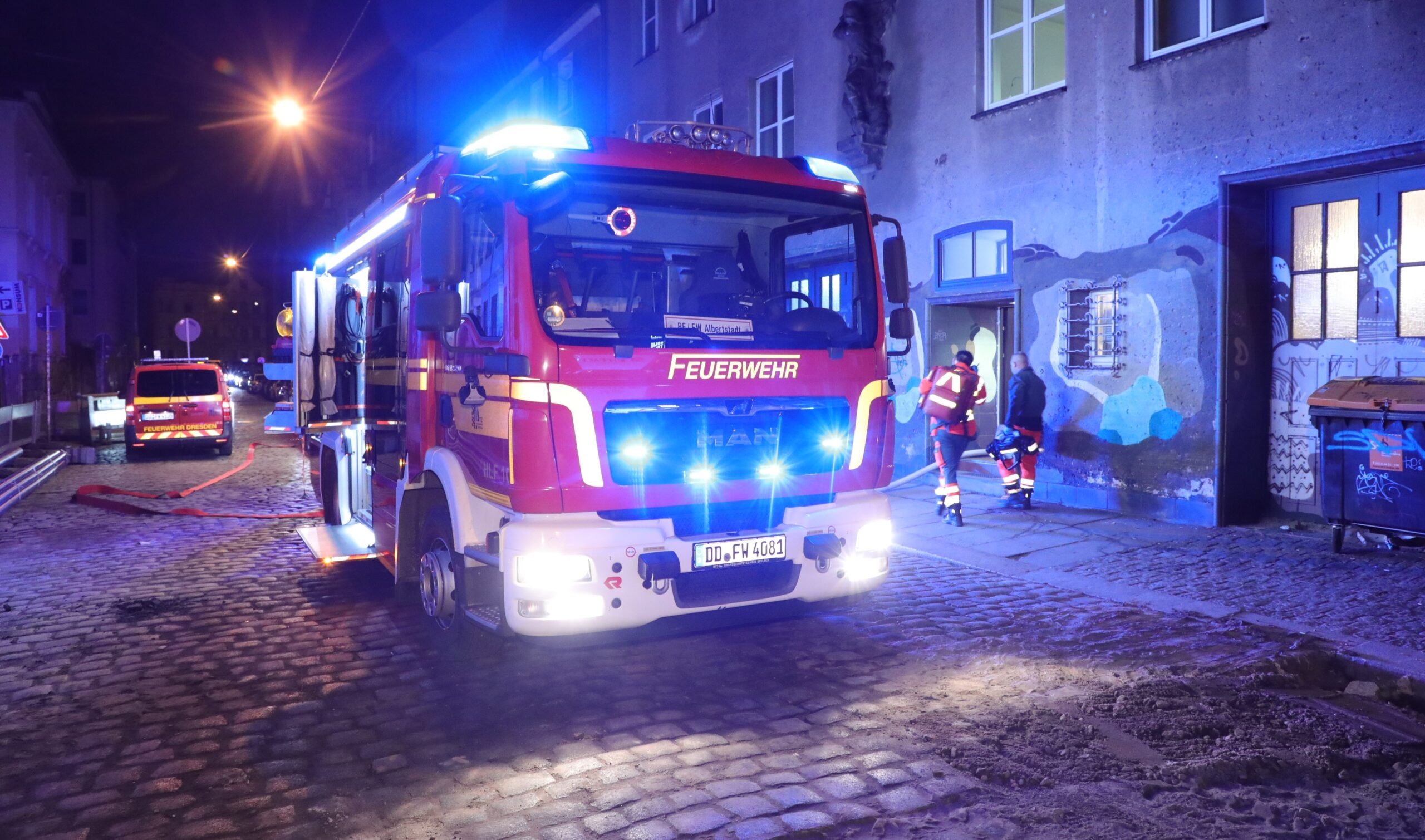 Feuerwehreinsatz auf der Katharinenstraße. Foto: Roland Halkasch 