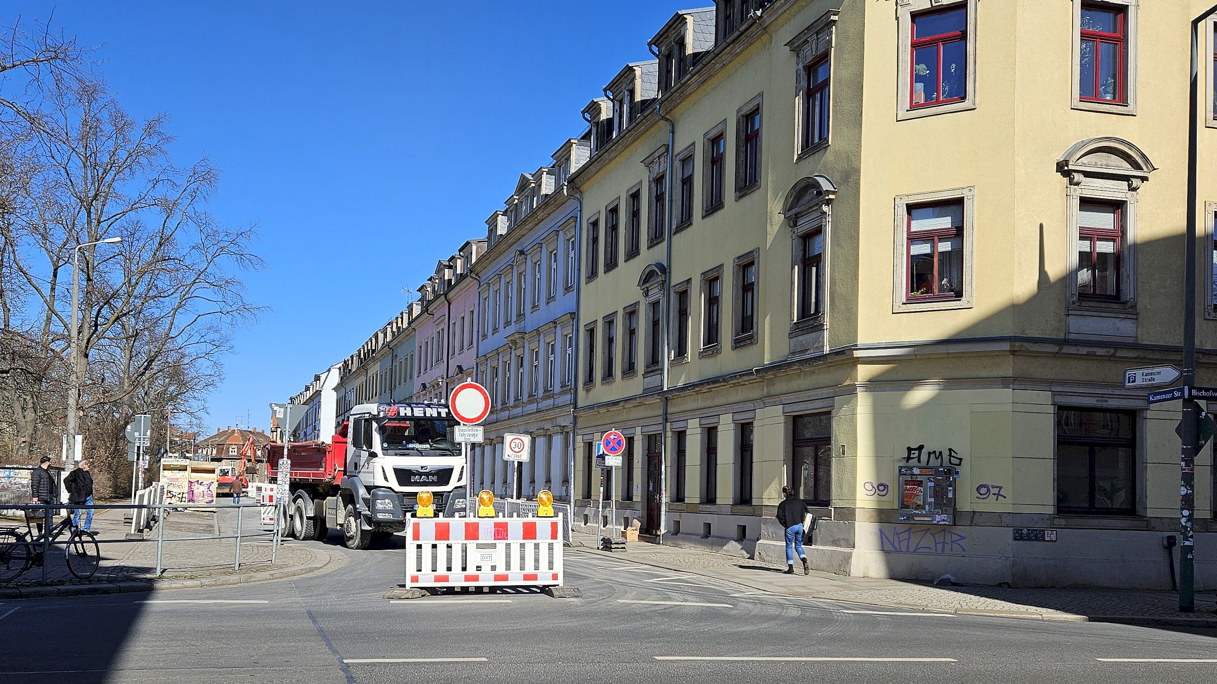 Bauarbeiten an der Kamenzer Straße - Foto: Anton Launer