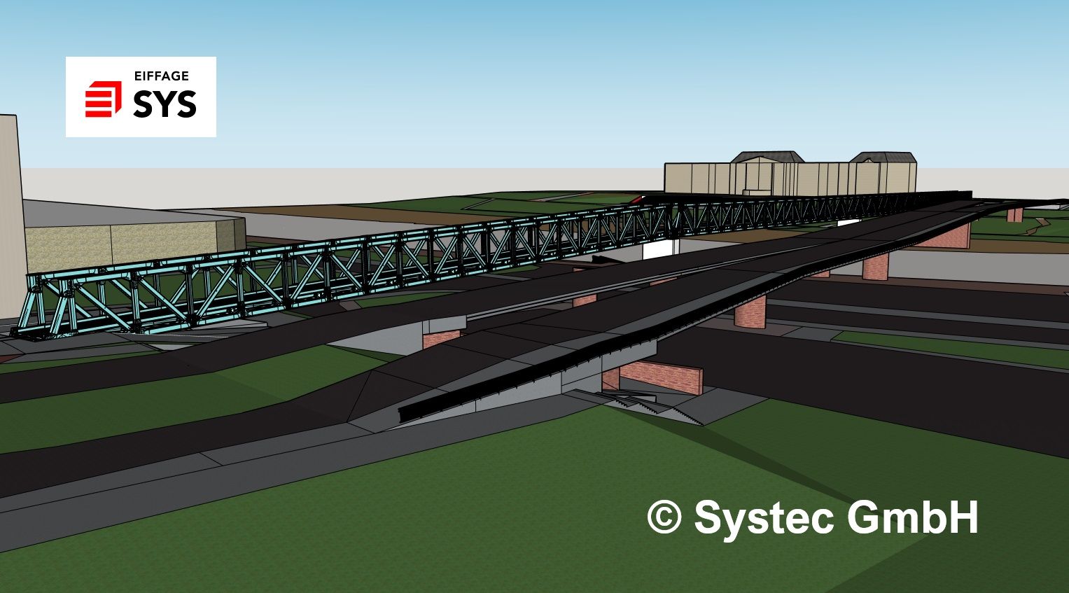 So könnte die Hilfsbrücke über die Elbe aussehen. Grafik: Systec GmbH